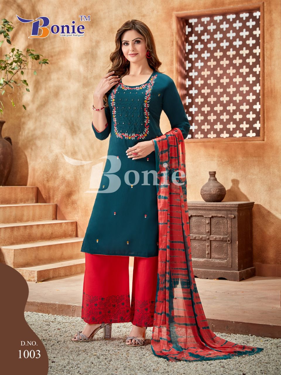 Bonie Gulzar fancy Festive Wear Rayon Kurti Palazzo With Dupatta Collection
